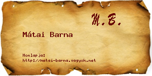 Mátai Barna névjegykártya